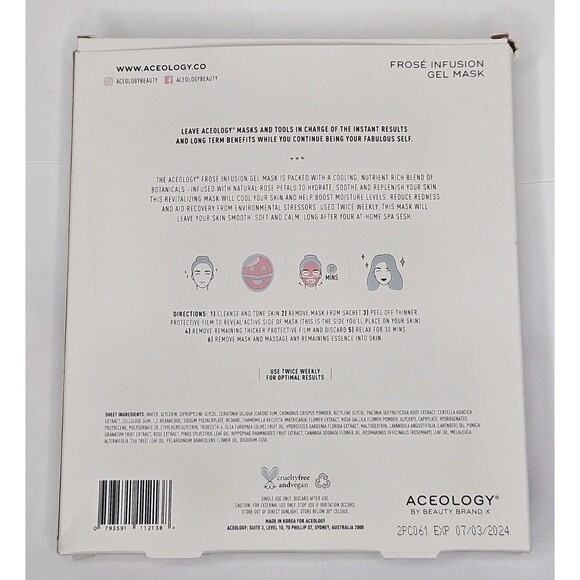 Aceology Frosé Infusion Gel Mask NEW IN BOX - 4 x 2 Piece Mask, Hydrating - Picture 2 of 3